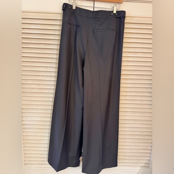 MINT COND ZARA WIDE LEG PLEATED BLACK TROUSERS SIZE LARGE WITH ADJUSTABLE WAIST - Picture 3 of 9